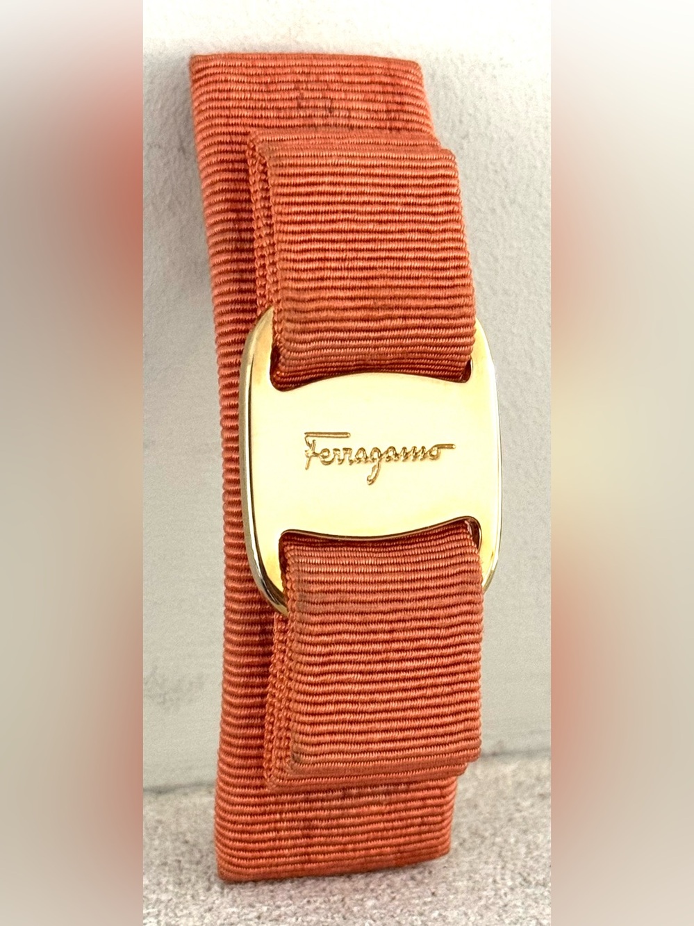 LOW START! — SSALVATORE FERRAGAMO Vara Bow Barrette Orange Ribbon Hair Clip - Picture 3 of 7